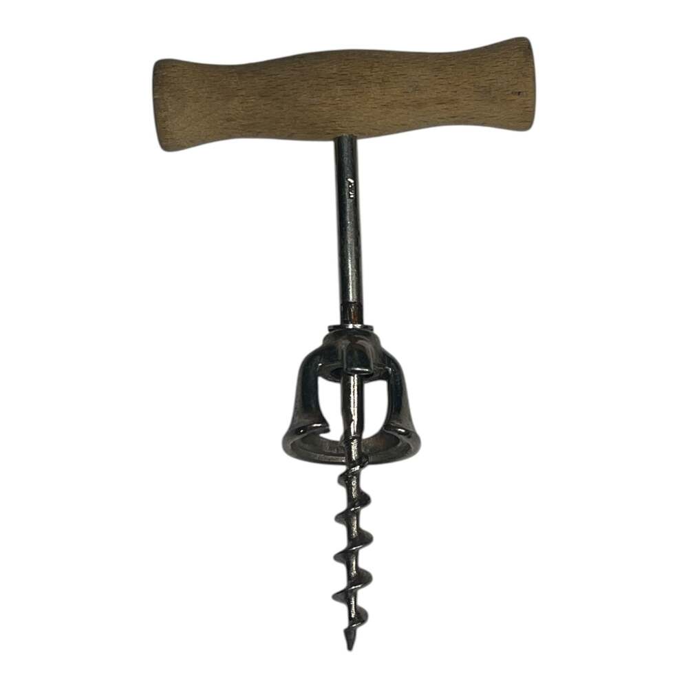 Vintage Wooden Handle Bell Corkscrew Wine Bottle Opener Made in Italy